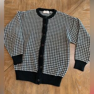 Vintage Black and White Houndstooth Cardigan